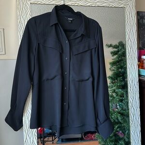 Express portofino blouse size large black work bottom down large pockets